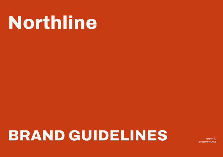 Northline brand guidelines, cover in signal orange with bold capitals